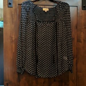 Princess Vera Wang smocked neck peasant top